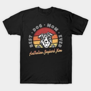 Australian Shepherd Mom Retro Sunset v.7 T-Shirt